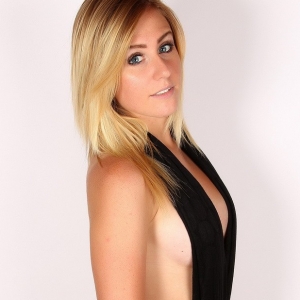 Blonde girl next door Ashley Vallone teases with her perky boobs and tight ass in just a skimpy scarf